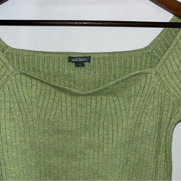 Women's Wild Fable Chartreuse Green Cropped Sweater - Picture 3 of 8